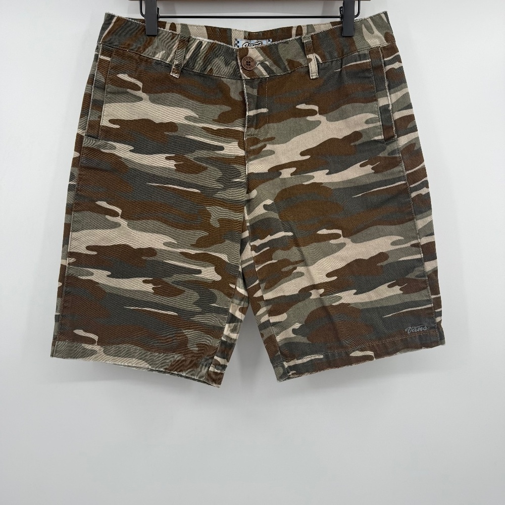 Vans Shorts Women 11 Green Camouflage Canvas Vintage 90s Y2K Grunge Skater